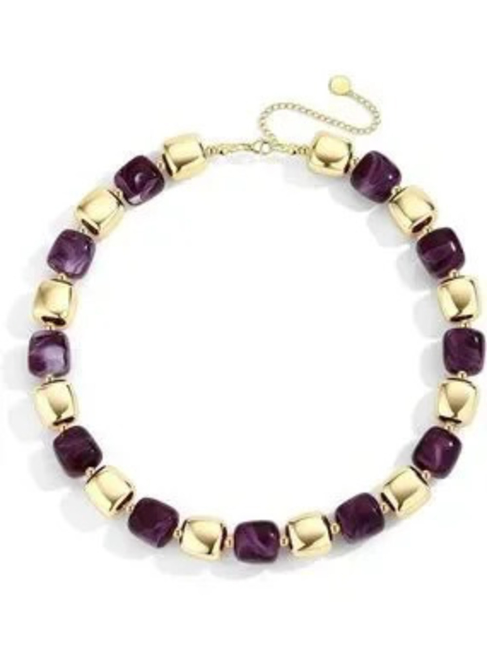 Anthropologie Gold Tone and Purple Chunky Bead Necklace